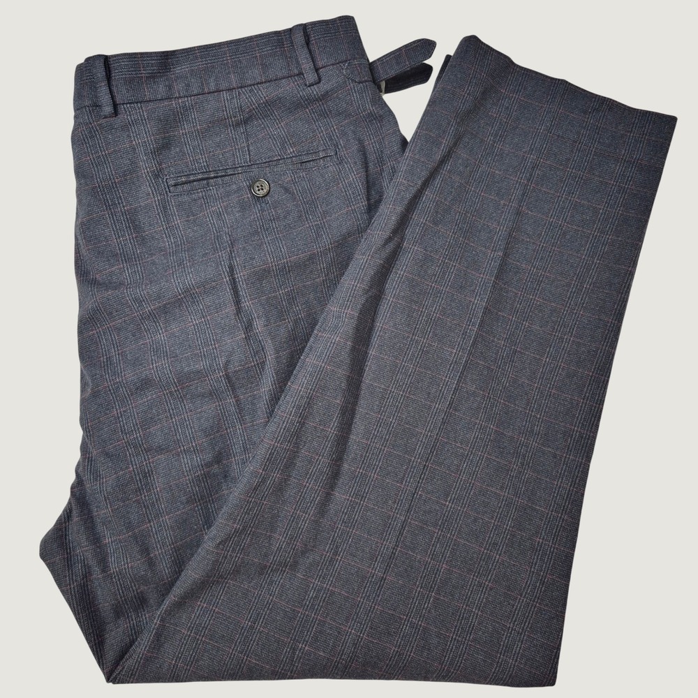 Brooks Brothers‎ Trousers Mens 40x30(29) Heritage Blue Plaid Stretch Straight